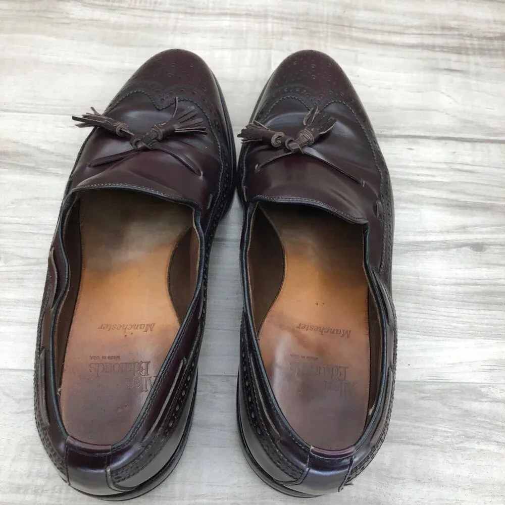 Allen Edmonds Loafers Mens 10D Burgundy Leather Slip On Shoes_8